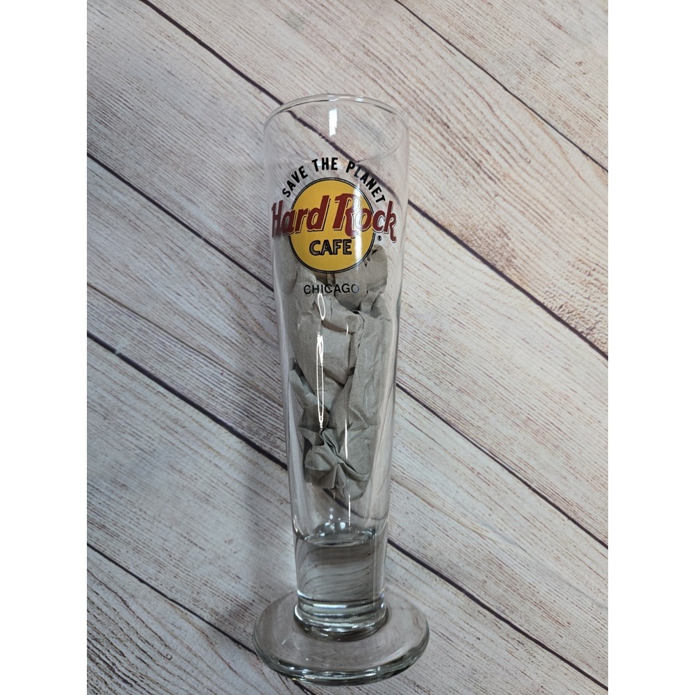 Hard Rock Cafe Tall Pilsner Beer Glass Chicago Collectible Glassware Barwear